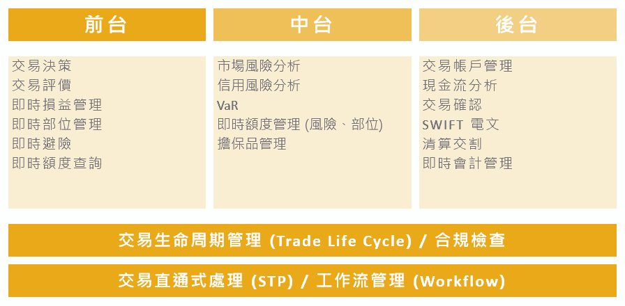 Treasury System Front to Back Function 資金系統 and Consultants