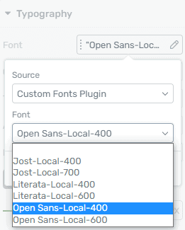 Local Google Font - Thrive Themes - Typography - Choose Font