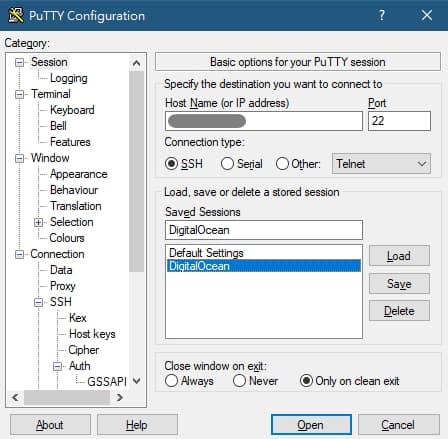 putty-configuration-session