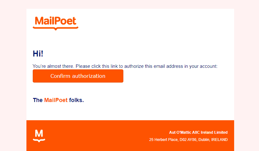 10. Mailpoet - Confirm authorization